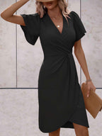 Robe portefeuille femme à col V, coupe croisée réglable