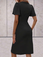 Robe portefeuille femme à col V, coupe croisée réglable