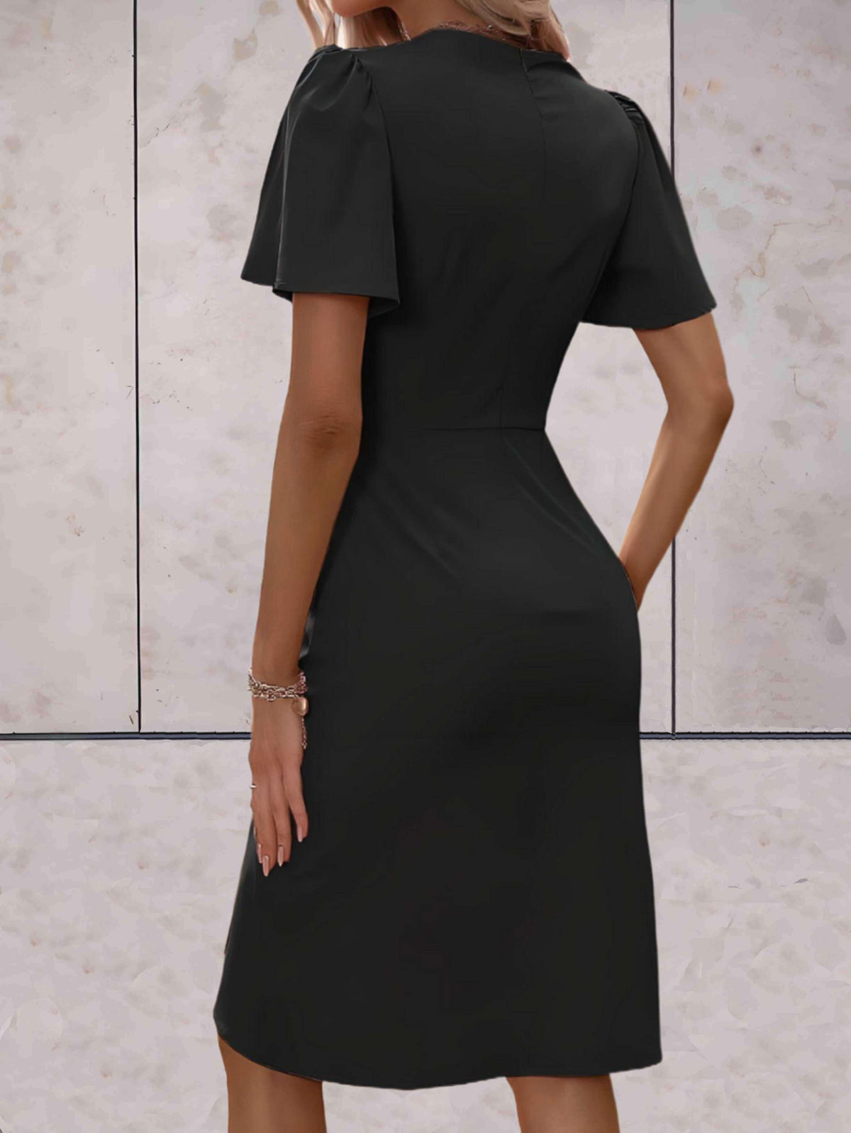 Robe portefeuille femme à col V, coupe croisée réglable