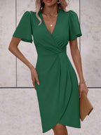 Robe portefeuille femme à col V, coupe croisée réglable