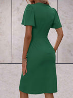 Robe portefeuille femme à col V, coupe croisée réglable