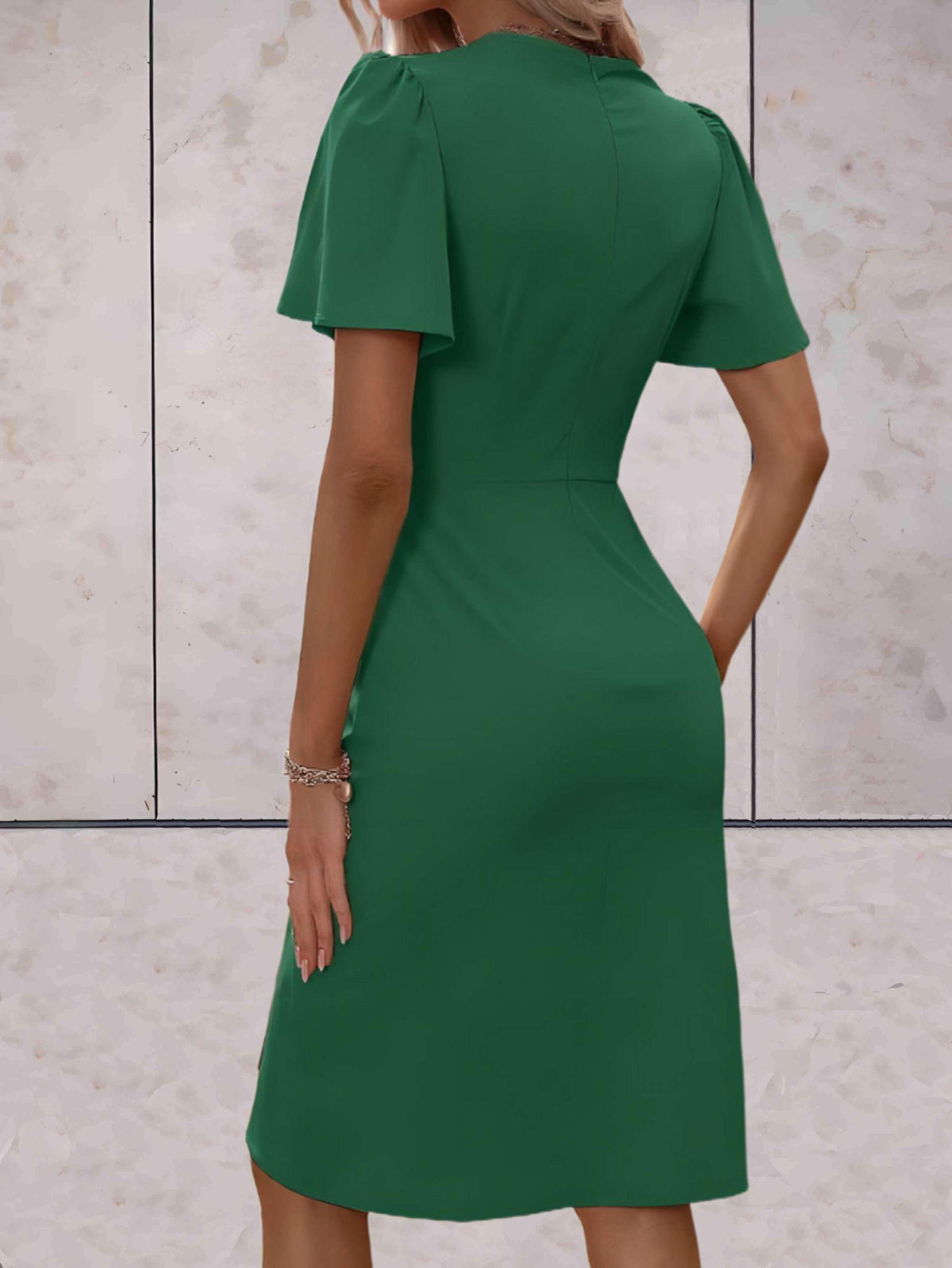 Robe portefeuille femme à col V, coupe croisée réglable