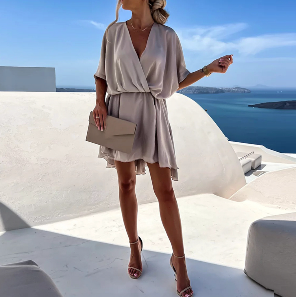 Robe d'été femme coupe fluide, longueur genou, quatre coloris