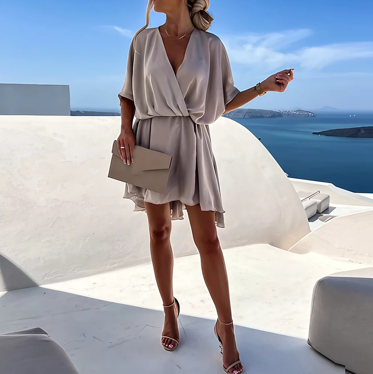 Robe femme à manches longues pour le printemps, quatre coloris, gris