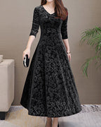 Robe trapèze femme évasée, rouge ou noire, du XS au 3XL, noir