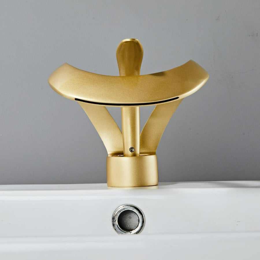 Mitigeur de lavabo à bec cascade en laiton, monocommande