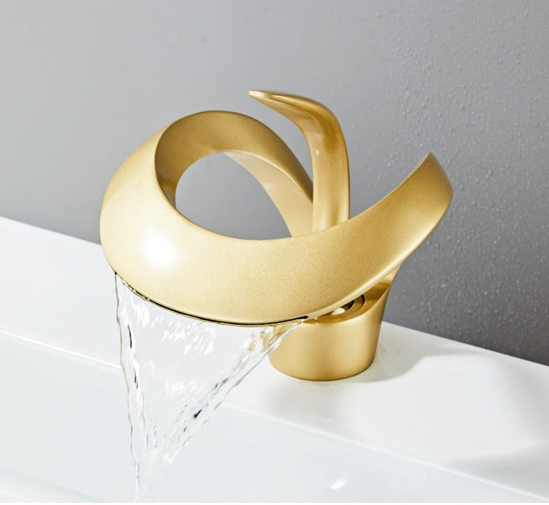 Mitigeur de lavabo à bec cascade en laiton, monocommande