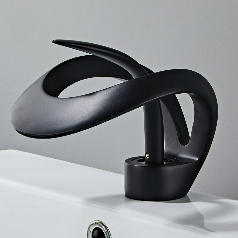 Mitigeur de lavabo à bec cascade en laiton, monocommande