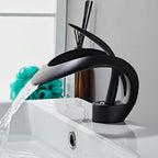 Mitigeur de lavabo à bec cascade en laiton, monocommande