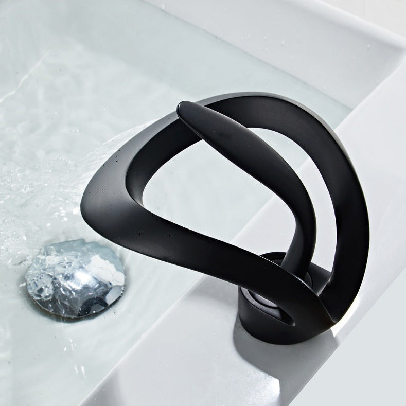 Mitigeur de lavabo à bec cascade en laiton, monocommande