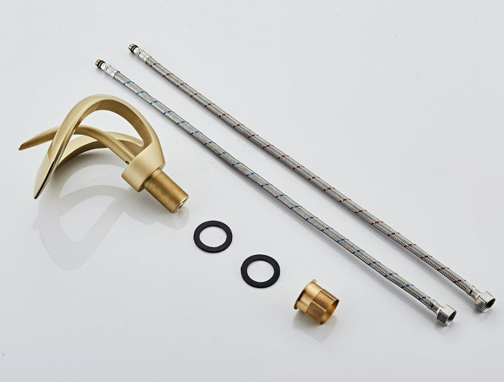 Mitigeur de lavabo à bec cascade en laiton, monocommande