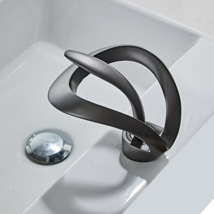 Mitigeur de lavabo à bec cascade en laiton, monocommande