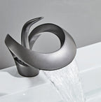 Mitigeur de lavabo à bec cascade en laiton, monocommande