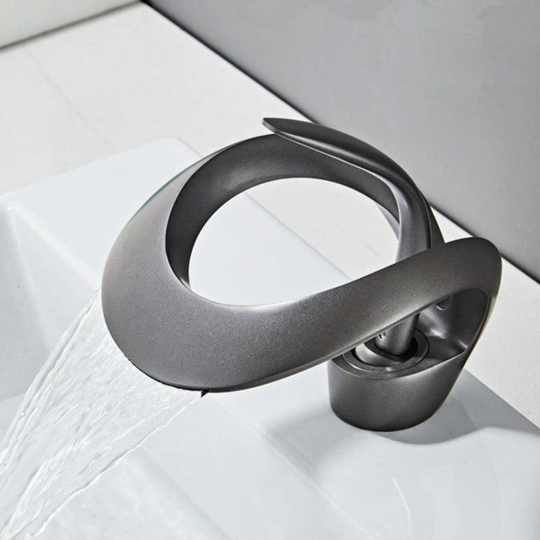 Mitigeur de lavabo à bec cascade en laiton, monocommande