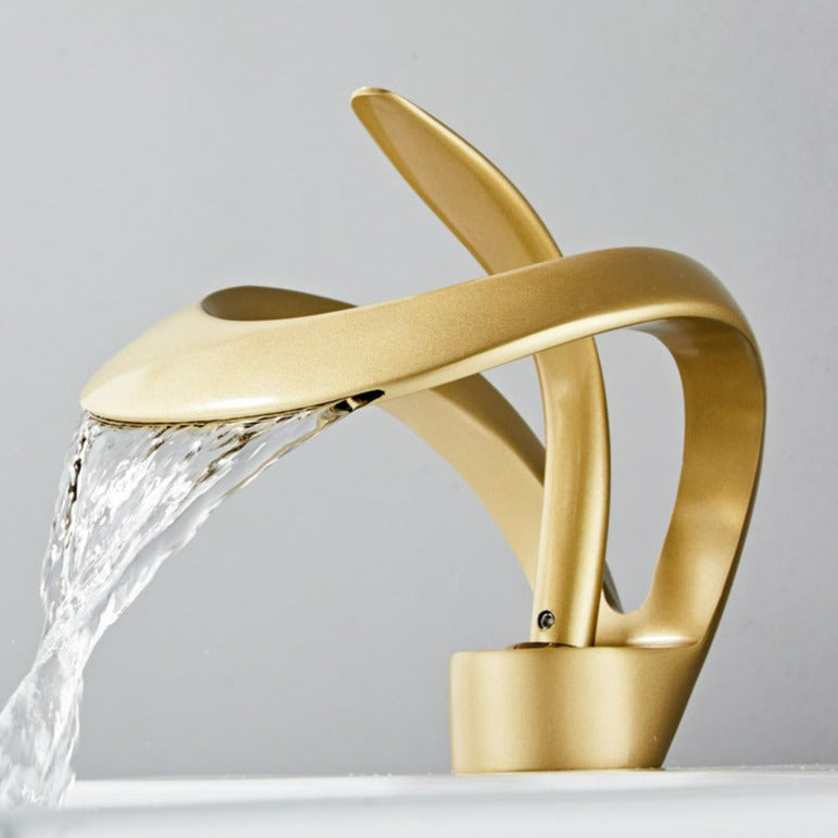 Mitigeur de lavabo à bec cascade en laiton, monocommande