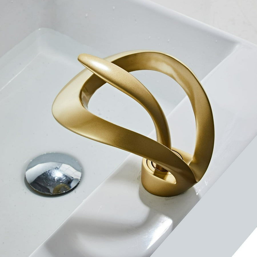 Mitigeur de lavabo à bec cascade en laiton, monocommande