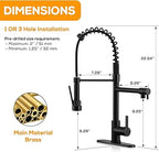 Mitigeur de cuisine noir mat en laiton, douchette extractible