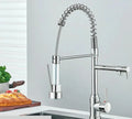 Robinet de cuisine à bec pivotant 360°, double jet, acier inoxydable
