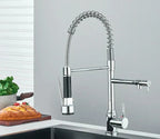Robinet de cuisine à bec pivotant 360°, double jet, acier inoxydable