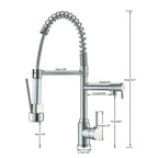 Robinet de cuisine à bec pivotant 360°, double jet, acier inoxydable
