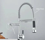 Robinet de cuisine à bec pivotant 360°, double jet, acier inoxydable