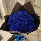 Rose pailletée lumineuse sous cloche en verre, bleu ou rouge, bleu