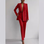 Ensemble blazer et pantalon slim femme, huit coloris, rouge