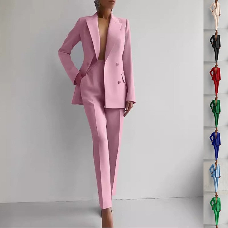 Ensemble blazer et pantalon slim femme, huit coloris