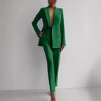 Ensemble blazer et pantalon slim femme, huit coloris, vert