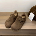 Sabots fermés femme effet daim, bride réglable à boucle, marron