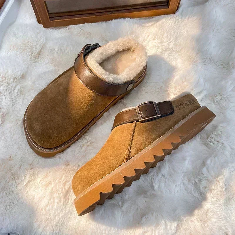 Sabots chauds femme à doublure douce, marron ou marron foncé