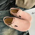 Sabots femme en daim, semelle en liège, boucle réglable, rose