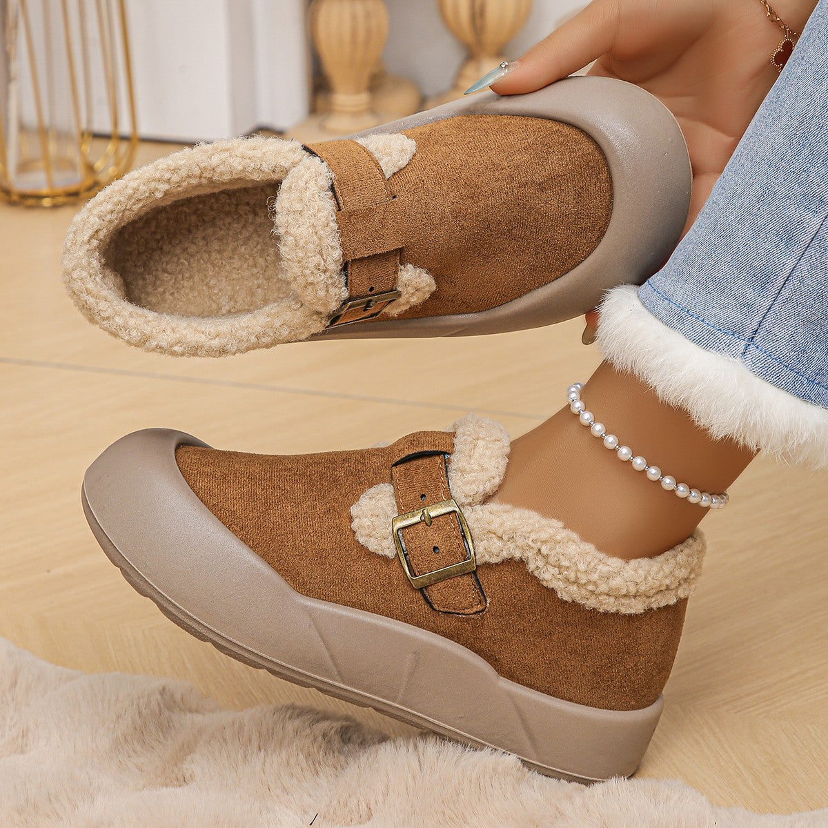 Sabots d'hiver femme à boucle latérale, bout renforcé, 36 au 43