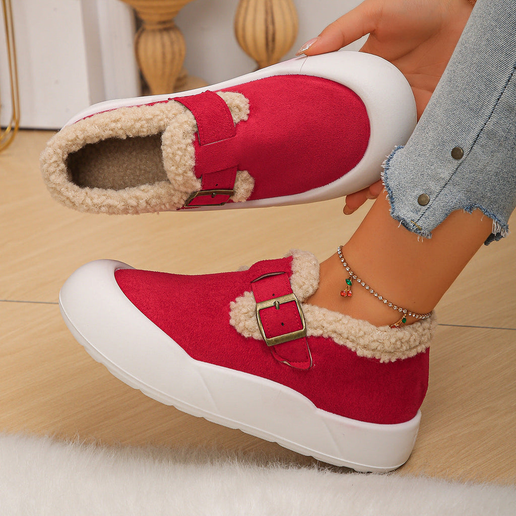 Sabots d'hiver femme à boucle latérale, bout renforcé, 36 au 43, rouge