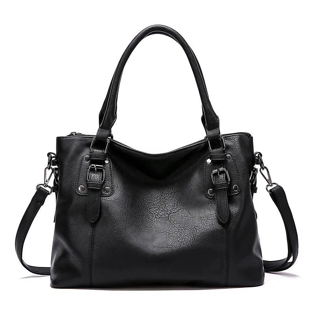 Sac bandoulière femme à rabat aimanté, sangle réglable, noir