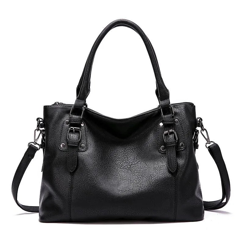Sac bandoulière femme à rabat aimanté, sangle réglable, noir