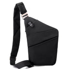 Sac bandoulière antivol à poches cachées, épaule droite ou gauche, noir, épaule gauche