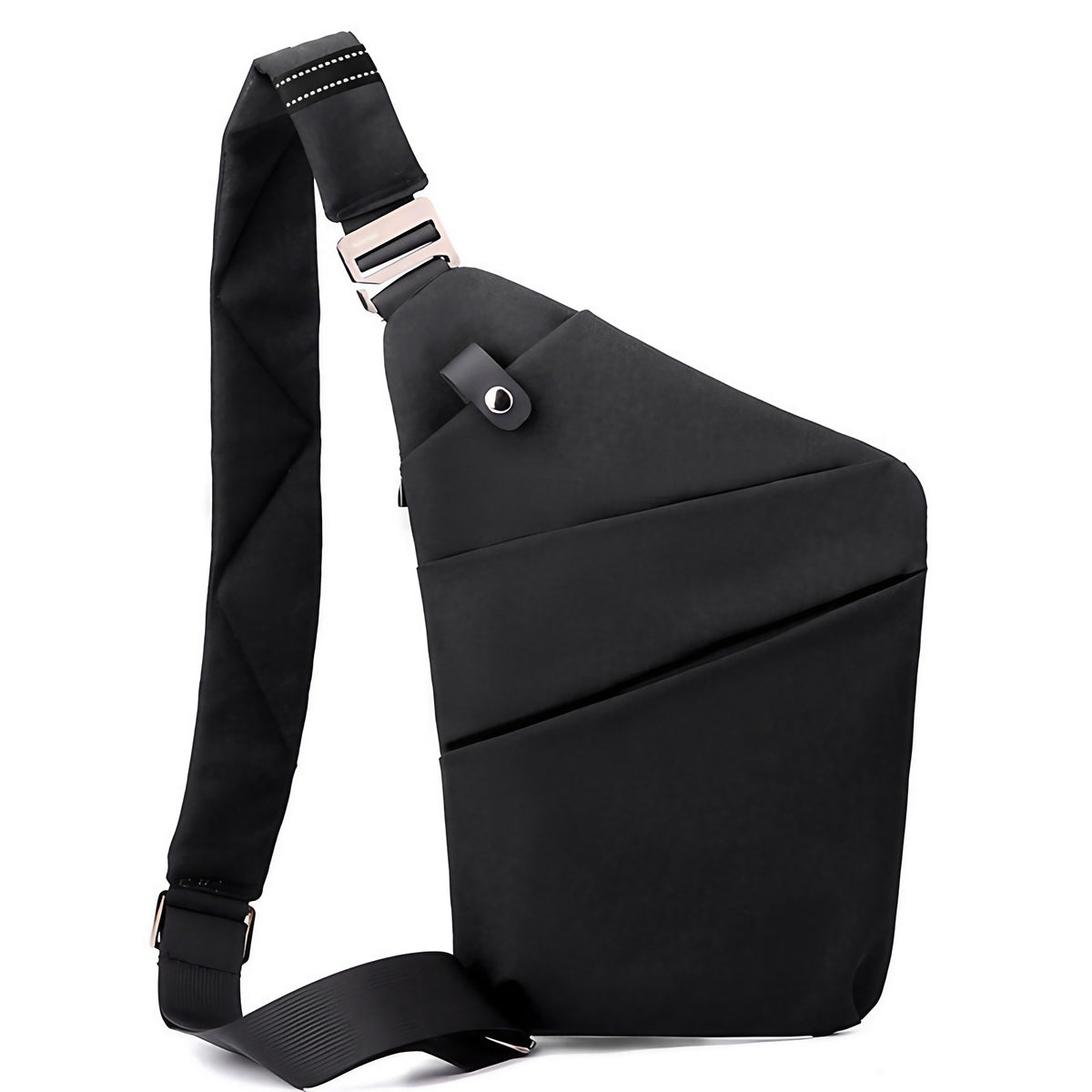 Sac bandoulière antivol à poches cachées, épaule droite ou gauche, noir, épaule gauche