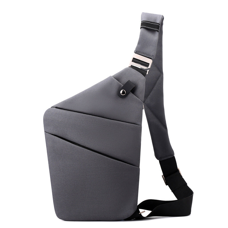 Sac bandoulière antivol à poches cachées, épaule droite ou gauche, gris foncé, épaule droite