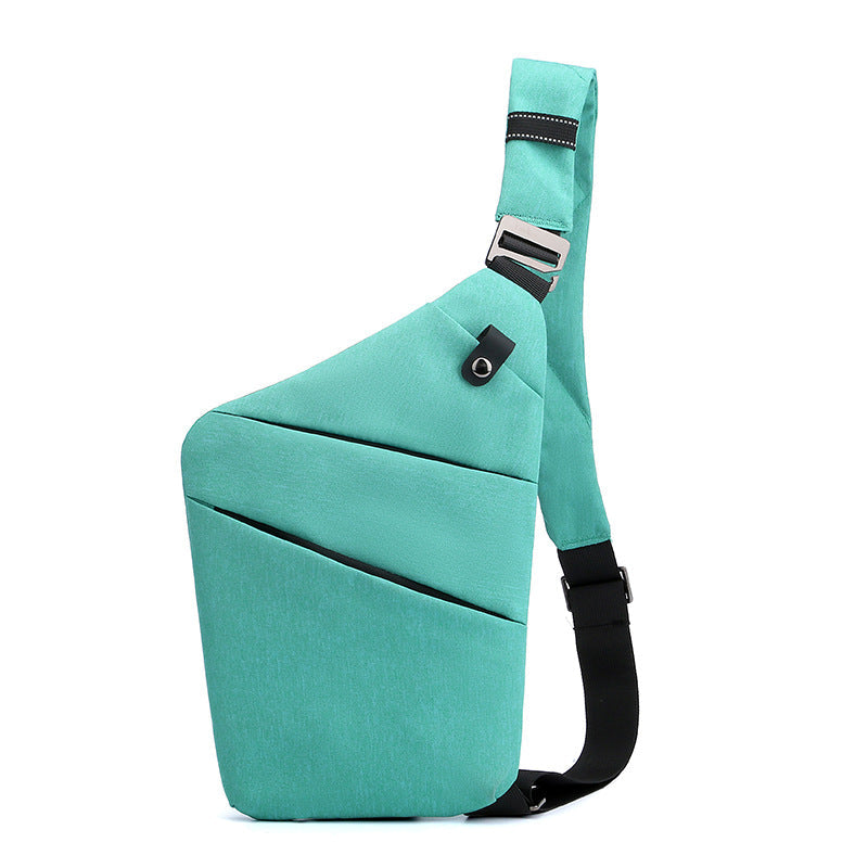 Sac bandoulière antivol à poches cachées, épaule droite ou gauche, vert, épaule droite