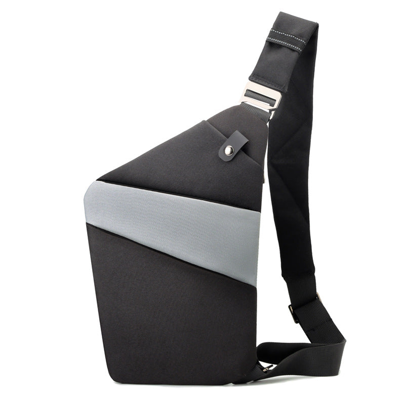 Sac bandoulière antivol à poches cachées, épaule droite ou gauche, noir et gris, épaule droite