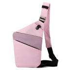 Sac bandoulière antivol à poches cachées, épaule droite ou gauche, rose et violet, épaule droite