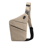 Sac bandoulière antivol à poches cachées, épaule droite ou gauche, kaki, épaule droite