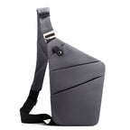 Sac bandoulière antivol à poches cachées, épaule droite ou gauche, gris foncé, épaule gauche