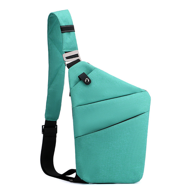 Sac bandoulière antivol à poches cachées, épaule droite ou gauche, vert, épaule gauche