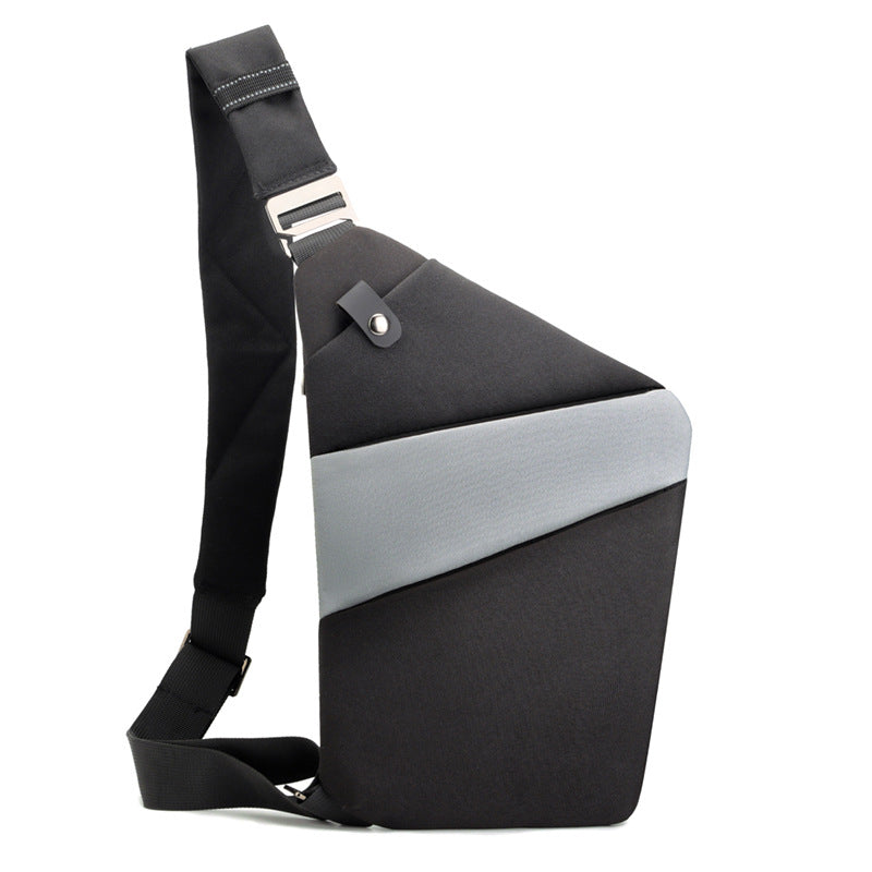 Sac bandoulière antivol à poches cachées, épaule droite ou gauche, noir et gris, épaule gauche