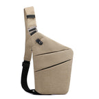 Sac bandoulière antivol à poches cachées, épaule droite ou gauche, kaki, épaule gauche