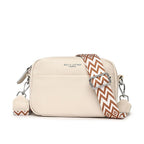 Sac bandoulière femme à compartiments, bandoulière réglable, beige