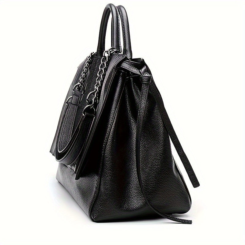 Grand sac bandoulière femme noir à compartiments, format ordinateur