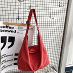Grand sac bandoulière en toile, format ordinateur, quatre coloris, rouge